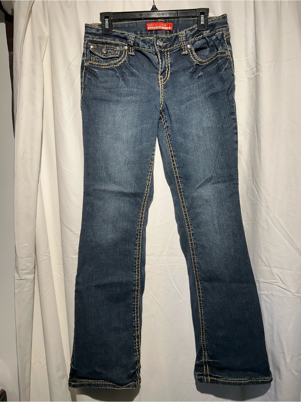 Zana Di Jeans Rockin Denim Size 11 Juniors Rhinestone Flare Jeans Y2K Western